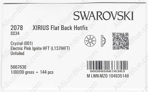 SWAROVSKI 2078 SS 34 CRYSTAL ELCPINK_I HFT factory pack