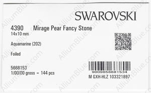 SWAROVSKI 4390 14X10MM AQUAMARINE F factory pack