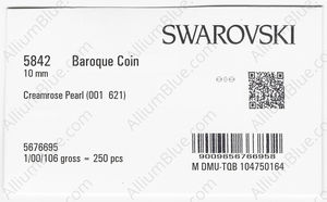 SWAROVSKI 5842 10MM CRYSTAL CREAMROSE PEARL factory pack