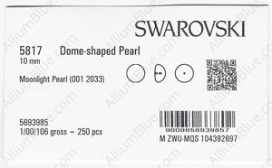 SWAROVSKI 5817 10MM CRYSTAL MOONLIGHT PEARL factory pack