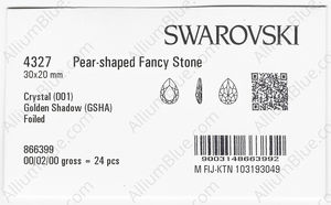 SWAROVSKI 4327 30X20MM CRYSTAL GOL.SHADOW F factory pack