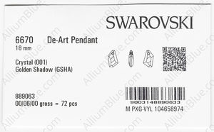 SWAROVSKI 6670 18MM CRYSTAL GOL.SHADOW factory pack