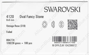 SWAROVSKI 4120 8X6MM VINTAGE ROSE F factory pack