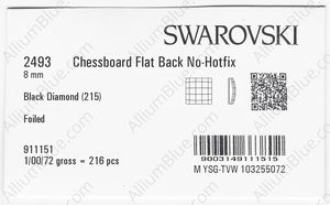 SWAROVSKI 2493 8MM BLACK DIAMOND F factory pack