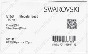 SWAROVSKI 5150 15X7MM CRYSTAL SILVSHADE factory pack