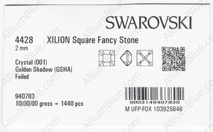 SWAROVSKI 4428 2MM CRYSTAL GOL.SHADOW F factory pack