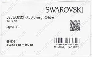 SWAROVSKI 8950 NR 805 230 CRYSTAL B factory pack
